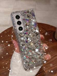 Luxury Blingbling Gemstone Diamond Phone Case Compatible With Samsung Galaxy S22 S23 S24 Ultra A12 A13 A14 A52 A53 A72 A23 A34 And Compatible With IPhone 11 12 13 14 15 Plus 16 Pro Max Shock Proof Protective Back Cover - Multicolor - View 4