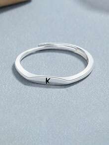 FOREVER QUEEN 1pc 925 Sterling Silver Simple Letter Toe Ring For Women/Girls, Stackable & Adjustable, Minimalist Style - Alphabet Toe Ring - View 11