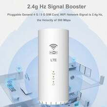 Este adaptador WiFi 5G compacto de color blanco cuenta con un diseño cilíndrico, compatible con múltiples bandas de frecuencia (B1/B3/B5/B7/B8/B20/B38/B39/B40/B41), alimentado por USB y compatible con tarjeta SIM/modo dual de banda ancha, una solución ideal para internet en el hogar. - Blanco - Ver 5