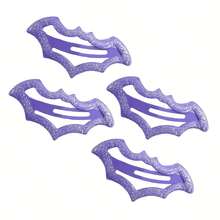 4 Pieces Punk Gothic Purple Glitter Bat Hair Clips - Women's Halloween Shiny Hair Accessories, Avant-Garde Bat Wing Design With Secure Clips, Suitable For Daily Outfits And Masquerade, Sparkling Light - Nhiều màu - Xem 4