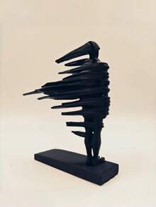 1件黑色抽象现代人物雕塑 - 当代简约塑料装饰品，优雅塑料雕像，适用于客厅、卧室、办公室装饰 - 设计师和审美家的独特礼物，“随风消逝”艺术品，适合作为情人节、狂欢节、斋月、复活节、婚礼等场合的礼物 - 消失的剪影 - 查看 5