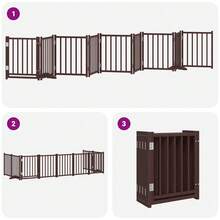 vidaXL 9-Piece Dog Gate With Door Foldable Brown 450 Cm Poplar Wood - Einheitsgröße - Übersicht 6