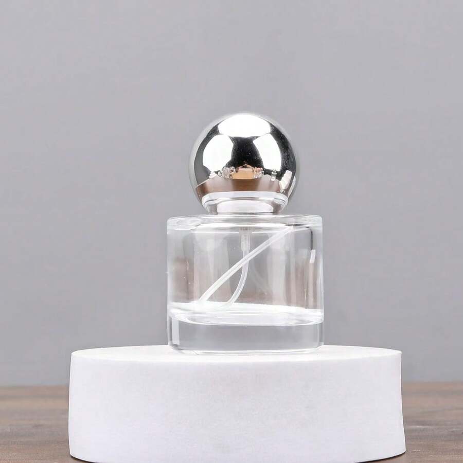 1 chai xịt nước hoa thủy tinh tròn 30ml, có thể tái sử dụng, dạng xịt phun sương mịn, thích hợp mang theo khi đi du lịch. - Bạc - Xem 1