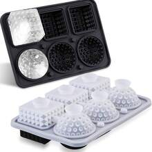 Large Silicone Ice Cube Tray, Includes 3 Large Square Ice Cube Molds And 3 Round Golf Ball Shaped Ice Cube Molds, With Funnel For Easy Water Filling, 6 Fun Shaped Ice Cube Molds In Total - Multicolor - View 11