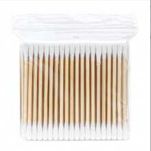 二合一棉签，一端为耳勺，一端为螺旋头 - 纸质耳勺，用于清除耳垢和卸妆 - 二合一清洁 O 型头 - 黑白超值装（每包 100 支） - 黑色 - 查看 12