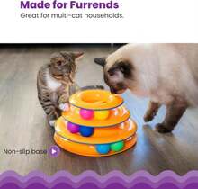 Catstages Tower Of Tracks Cat Toy \U2013 3-Level Track Tower With 6 Balls, Interactive Cat Toy For Indoor Enrichment - ColorC - 查看 4