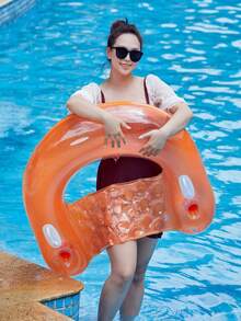 Inflatable U-Shaped Recliner Chair,Handed-Over Floating Water Seat With Water-Soluble Sequins, Rainbow U-Shaped Recliner, Floating Water Sofa, Hammock, Thick Swimming Ring With Cup Holes. - A - View 8