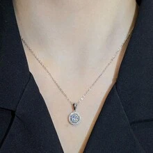 1pc Exquisite 1-3 Carat Moissanite Diamond Women's Pendant Necklace, Lab Created D Color VVS1 Clarity Moissanite, 925 Sterling Silver Necklace With Certificate - 銀色 - 查看 2