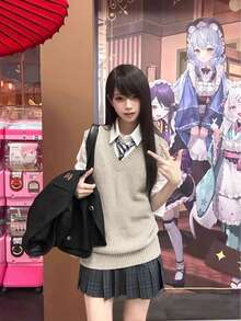 Women Sweater Vests - 杏色 - 查看 2