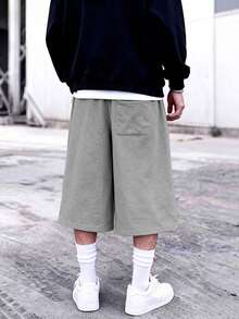男士新款春夏三色运动七分裤，休闲街头宽松七分裤，男士健身服，适合户外徒步、日常休闲穿着、居家、远足，是送给男友和父亲的理想礼物 - 灰色 - 查看 6