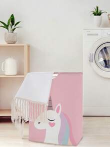 1个动物纹可折叠收纳盒，带木柄的可折叠洗衣篮袋，家用浴室可折叠脏衣收纳箱 - 彩色 - 查看 5