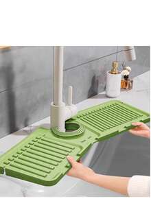 1 pieza Felpudo de drenaje para grifo de fregadero, Almohadilla para encimera de cocina, Alfombra impermeable con pendiente estrecha para tocador - Multicolor - Ver 6