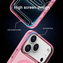 Hadaasi 1pc Pink IMD Magnetic Wireless Charging Phone Case, Detachable Metal Lens Frame, Metal Buttons, Strong Magnetism, Fast Charging, Matte Texture, Full-Body Protection, Scratch-Resistant, Anti-Yellowing, Suitable Compatible With Apple 17 Pro/17 Pro Max, Apple Air, 17/16 Pro/16 Pro Max/16 Plus/16/16E/SE4/15 Pro/15 Pro Max/15 Plus/15/14 Pro/14 Pro Max/14 Plus/14/13 Pro/13 Pro Max/13/13 Mini/12 Pro/12 Pro Max/12/12 Mini/11 Pro Max/11/11 Pro - Pink - View 8