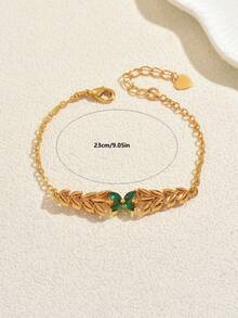 1件复古优雅铜质锆石花朵吊坠手链，日常及派对配饰，女士 - 彩色 - 查看 7