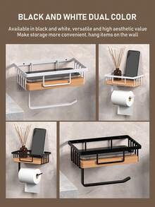 Wall-Mounted Wooden Tissue Paper Holder With Spare Roll Storage Rack - Ideal For Bathroom And Washroom Decor, Easy Installation, Great Gift, Tissue Paper Dispenser - Multicolor - View 10