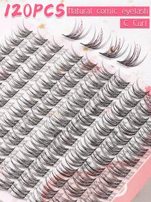120片自然款假睫毛，宽柄柔软轻盈可重复使用分段式假睫毛套装，适合自用、日常佩戴、婚礼、约会、派对、新年礼物等场合。 - C - 查看 2