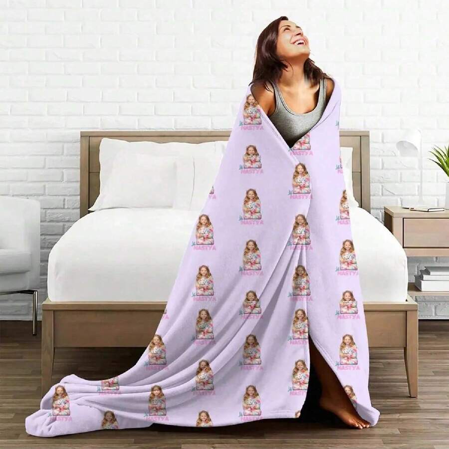 Pink Like Nastya  Blankets Plaid Sofa Cover Fleece All Season Collage Super Warm Throw Blanket For Bedding Travel Rug Piece - Black - View 1
