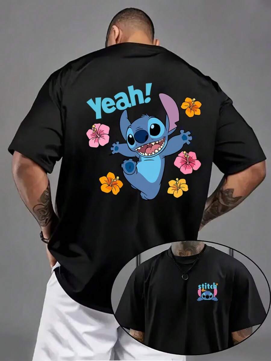 Authorized By Disney, Star Baby-Shi Diqi Series Printed Patterns, Comfortable And Casual Men's Round Neck Sweaters, Daily Comfort To Wear Street Fashion , Disney Fans Must Have. - 黑色 - 查看 1