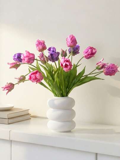  5PCS Artificial Parrot Tulip Flowers, Soft Touch Faux Flowers For Home Decor, Flower Vase Display, Living Room Decor, Bedroom Decor, Wedding Decor, Valentine's Day .