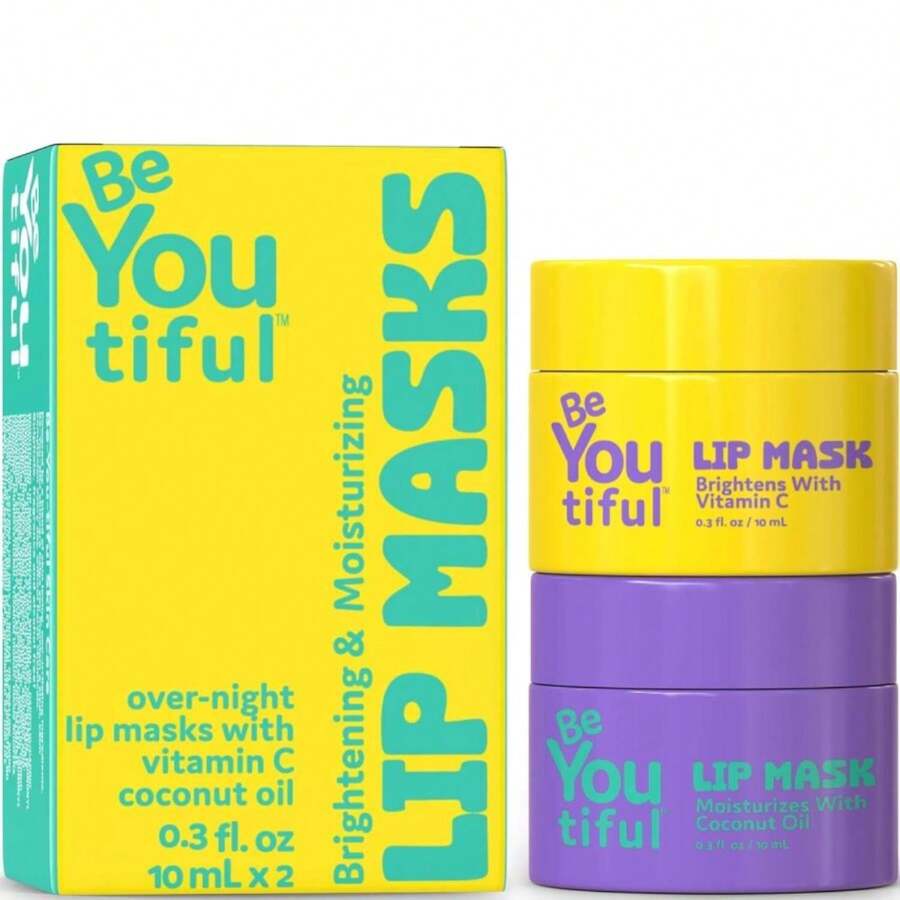 Lip Masks Set By BeYOUtiful, Hydrating Lip Balm Treatment For Dry, Chapped Lips, Lip Gloss For Girls And Boys, Skin Care For Teens, 2pc, 03oz Each - White - 查看 1
