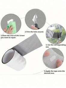 Self-Adhesive Mesh Patch For Window Screen Repair, Mosquito Net Hole Fixer - A - View 3
