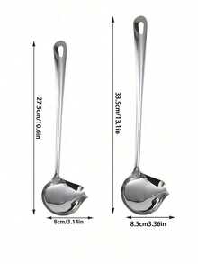 1/2pcs Stainless Steel Gravy Ladle, Slanted Mouth Ladle, Duck Bill Ladle, Sauce Drizzle Spoon, Restaurant Gravy Boat Ladle, Garlic Sauce Ladle, Soup Ladle - Silver - View 10
