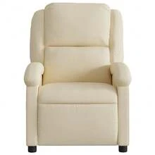 vidaXL Massage-Relaxsessel, Cremefarbener Stoff - Blanc - Voir 7
