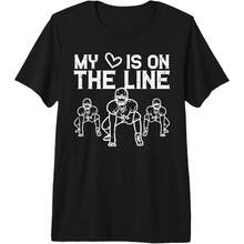 Football My Hearts On The Line Lineman T-Shirt für Damen und Herren, Tri-Blend-Gewebe, Ganzjahres-T-Shirt aus 220 g reiner Baumwolle, einseitiger Druck, Rundhalsausschnitt, kurze - Coor 4 - Übersicht 6
