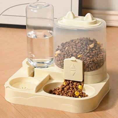 2-In-1 Non-Electric Automatic Cat Feeder And Water Dispenser - Easy To Clean Cat Plastic Pet Bowls, Cat Bowls, Dog Water Dispenser, Kitten Water Dispenser, Food Dish, Pet Bowl Supplies