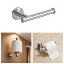 2pcs Set: Round Towel Ring + Toilet Paper Holder, Drill-Mounted Sturdy, Suitable For Bathroom, Toilet, Balcony, Kitchen - Multicolor - View 7