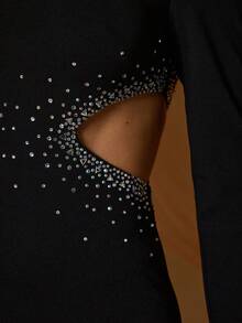 魔幻，新款，高领，优雅，舞会礼服，印花设计，镂空，开衩，包臀，鱼尾裙摆，适合，舞会，婚礼，派对礼服，婚礼宾客礼服，晚礼服，黑色礼服 - 黑色 - 查看 9