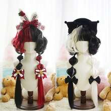 26英寸洛丽塔卷发假发，水母头全头假发，复古娃娃风格带刘海，渐变色角色扮演假发套装 - 彩色 - 查看 3