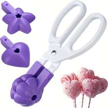 一套可拆卸防滑手柄三合一蛋糕棒棒糖模具套装 - 包括心形、花朵形和星形模具，适用于制作棒棒糖、糖果和巧克力，采用符合人体工程学的塑料材质设计 - 彩色 - 查看 1