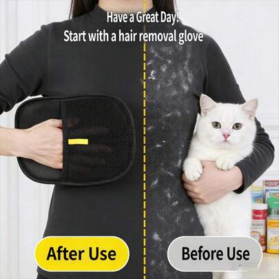 Pet Static Electricity Hair Removal Gloves, Bidirectional Brush! Cat Dog Hair Removal Tool, Quick Absorption, Easy To Wear And Take Off, Effortless Grooming And Cleaning