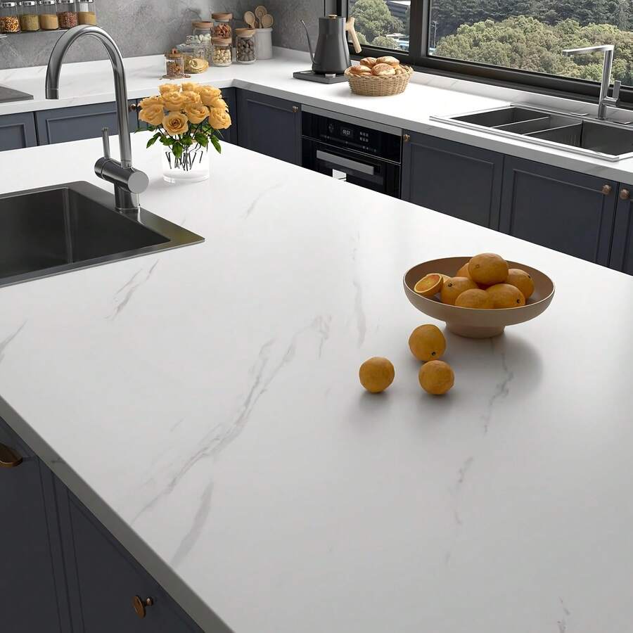 1 Cuộn Giấy Dán Tường Tự Dính Siêu Dày Họa Tiết Vân Đá, Thích Hợp Cho Mặt Bàn Bếp, Chống Dầu Mỡ, Chống Ẩm, Tự Dính, Chống Nước, Chống Cháy, Chịu Nhiệt, Áp Dụng Cho Bếp, Mặt Bàn Bếp, Trang Trí Tường Tủ, Kiểu Vân Có Sần - Tập 1 - Xem 1