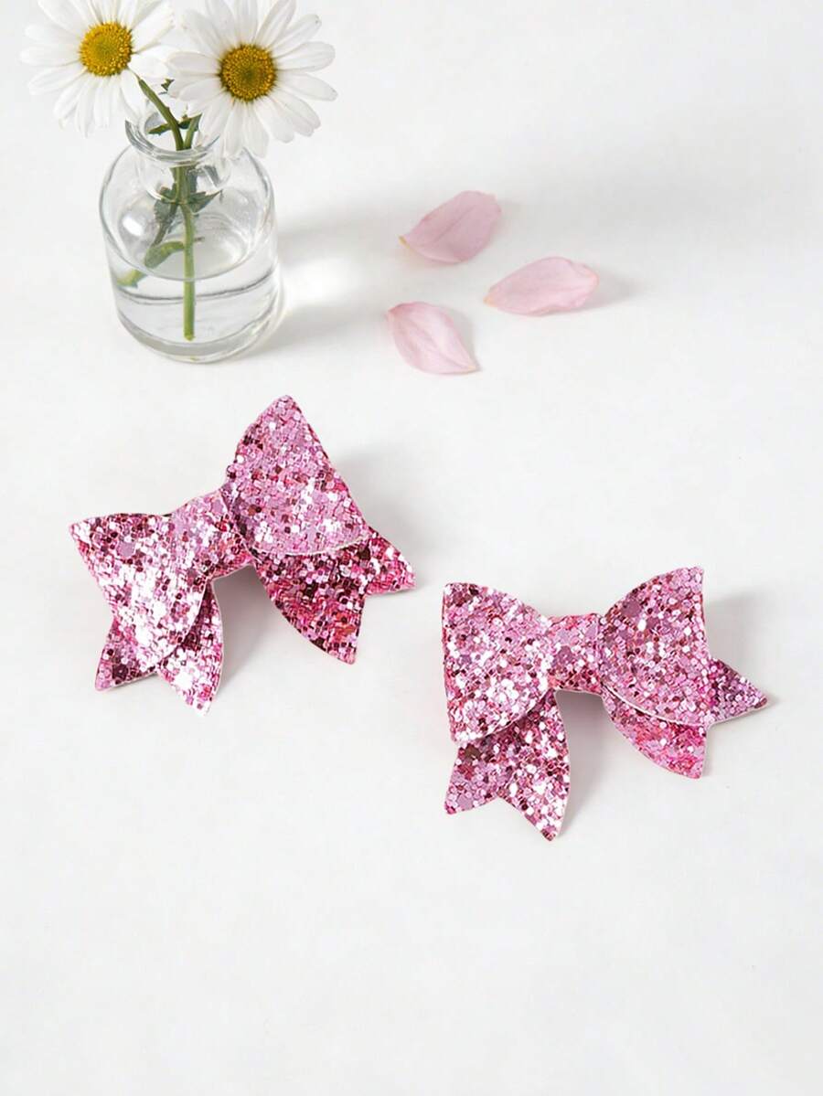 Bộ 2 kẹp tóc nơ lấp lấp lánh cho bé gái, kẹp tóc dễ thương, nhẹ không gây hư tổn, phụ kiện đa năng dùng hàng ngày/đi học/du lịch, phong cách công chúa. - Nhiều màu - Xem 1