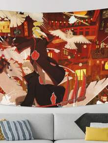 Characters Including  Members Like Obito Uchiha, Kisame Hoshigaki, And Deidara, Alongside Sakura Haruno, Kakashi Hatake,  Uzumaki, And Sasuke UchihaAnime Theme Wall Tapestry Ornaments Decoration With A Sense Of Design. - 白色 - 查看 1
