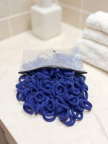 400/300/200/100/50个装，无损发圈，柔软藏蓝色发绳，弹性发带，适合浓密卷发，高弹条纹发饰，适合女性和女孩，是运动、日常佩戴、情人节、母亲节礼物/马尾辫发圈的理想之选。 - 深上青拇指圈 - 查看 6