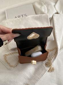 1pc Ramadan Mini Solid Glossy Pearl Handbag, Valentine's Day Gift, Shoulder Bag - Brown - View 7