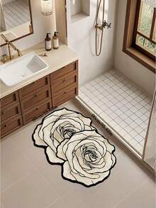 1 pieza Alfombra de tierra de diatomeas con diseño de flor de rosa, impresión de alta definición, bordes suaves, absorción instantánea y secado rápido, resistente al moho, suave y cómoda, fácil de limpiar, fondo duradero con resistencia a la fricción, alfombra de baño, alfombra de cocina, tapete de baño, alfombra de baño, felpudo, alfombra pequeña, alfombra, tapete de piso, decoración del hogar, alfombra de área, tapete exterior, alfombra de dormitorio, alfombra lavable - Multicolor - Ver 18