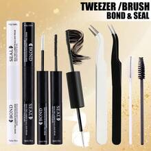 [6/3pcs Set, Black/White Glue + Tweezers + Lash Brush] 3pcs Set, Pink Glue - Non-Allergenic, Waterproof, Sweat-Proof, Gentle On Eyes, Suitable For Sports, Swimming, Surfing And Makeup. Swimming Essential. Streamlined Tubular Design, Durable PVC Material | 72-Hour Strong Hold, Latex-Free, Waterproof | Suitable For DIY Cluster Lashes, Homemade False Lashes Makeup Tools | Mixed With Black Lash Extension Glue - Black and White - View 8