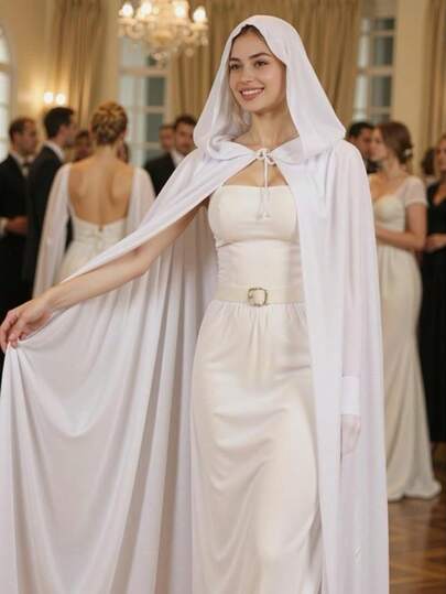 新款天鹅绒斗篷成人角色扮演服装套装，新娘披肩派对表演装扮化妆舞会女巫巫师连帽抽绳斗篷，适合圣诞节、万圣节、狂欢节派对、宴会等场合。