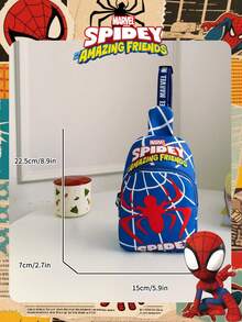 1 Pc Marvel Officially Licensed Spider-Man Pattern Chest Bag Adjustable Strap Crossbody Bag, Zipper Closure Shoulder Bag, Lightweight Sling Pouch Perfect For Men/Teens/Students/Graduates/Young Fans, Ideal For Daily/Outdoor/Sports/Running/Fitness! , Thigh Bag - Blue - View 4