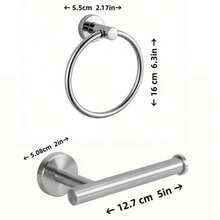 2pcs Set: Round Towel Ring + Toilet Paper Holder, Drill-Mounted Sturdy, Suitable For Bathroom, Toilet, Balcony, Kitchen - Multicolor - View 6