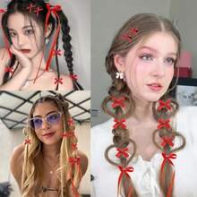 Mini Hair Bows For Women Girls Cute Hair Clips Small Alligator Long Tail Hair Ribbon Accessories -3 Styles -22P - Red - 3 Styles 22P Red - View 4
