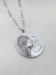 1pc Customized Photo Minimalist Painting Stainless Steel Multi-Shape Necklace, Fashionable, Minimalist, Casual, Retro, Y2K Style, Customizable, Personalized, Unique, Ideal Gift For Boyfriend, Girlfriend, Mom, Family, Friends, Daughter, Son, Grandparents - Multicolor - View 37