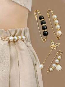 6pcs/Set Aluminum Alloy Waist Cincher With Pins, Modern Rhinestone & Butterfly Decor Home Waist Accessory, Fit For Women & Girls To Tighten Pants Waist & Decorate (4/6/1pc) - Nhiều màu - Xem 10