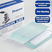 Blank Glass Microscope Slides And Covers - Ground Edges & 45° Clipped Corners, High-Clarity, Pre-Cleaned, 50 Slides & 100 Coverslips, Microscope Accessories For Experiments & Analyses - / - View 3