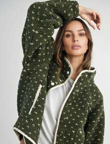 Women's Fleece Jacket Button Down Lapel Collar Sherpa Jackets Long Sleeve Contrast Quilted Outerwear - Đỏ - Xem 10