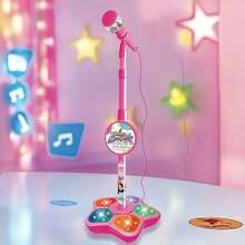 New Children's Microphone With Stand, Simulated Standing Karaoke Song Toy, A Birthday Gift For Boys And Girls. - 粉色 - 查看 11